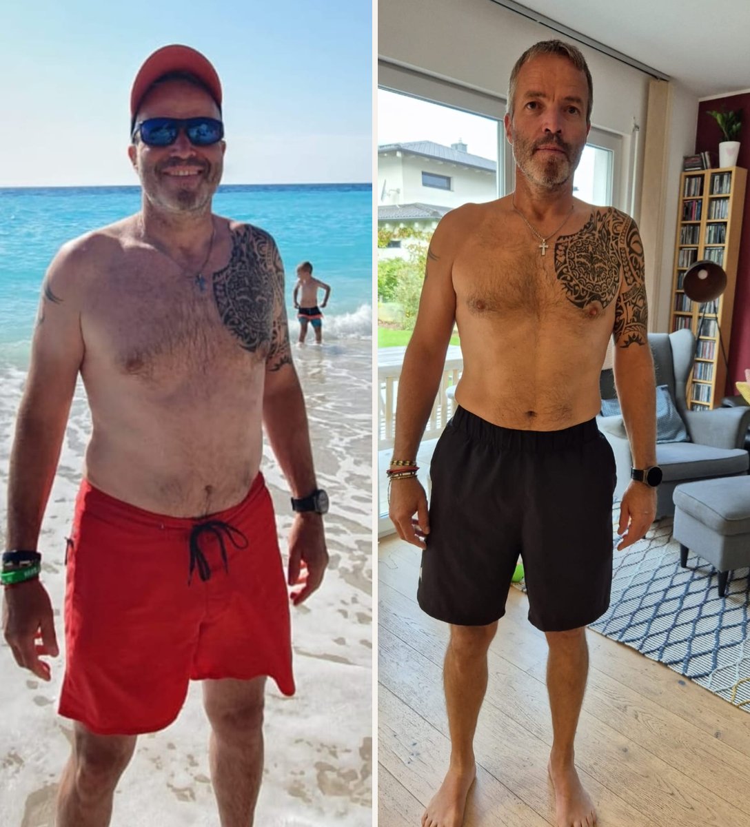 Vorher-Nachher-Transformation von Christoph Zangerl, rund 10 kg leichter nach der SSR-Challenge